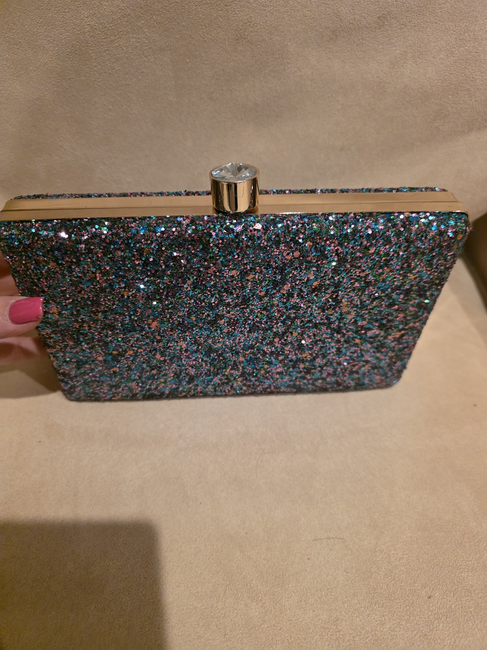 Blue Multi Glitter Box Clutch - Picture 10 of 15